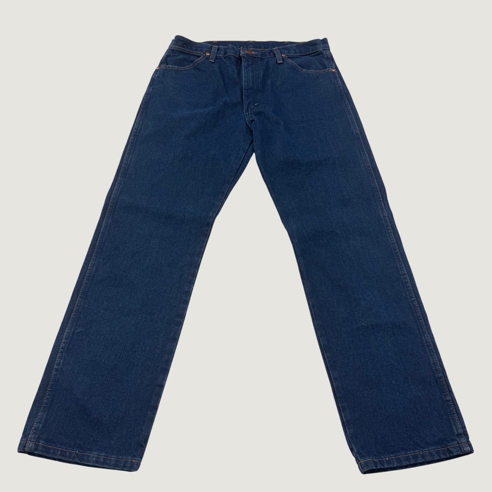 Wrangler Cowboy Cut Jeans Mens 35x32 Dark Indigo Original Fit Straight Leg Denim